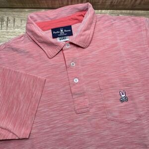 Psycho Bunny Heather Coral Short Sleeve Polo Shirt Pocket Logo Mens Medium 5